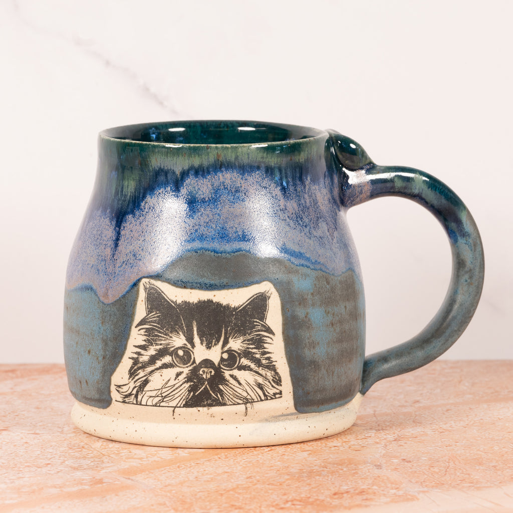 Handmade Ceramic Mug with Persian Cat