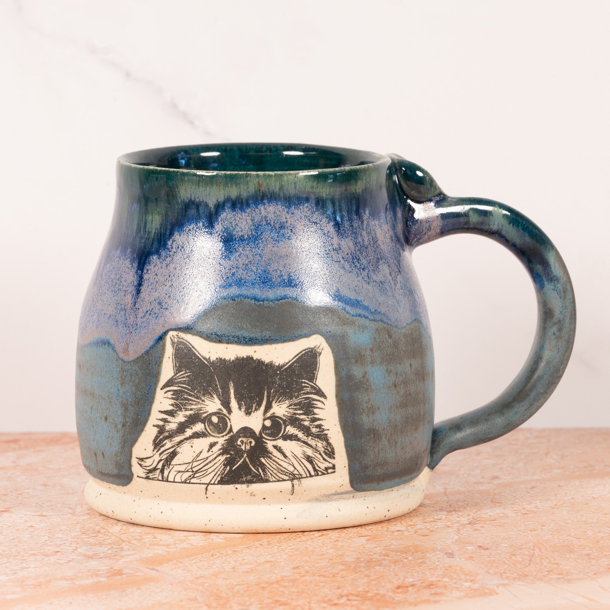 Handmade Ceramic Mug with Persian Cat