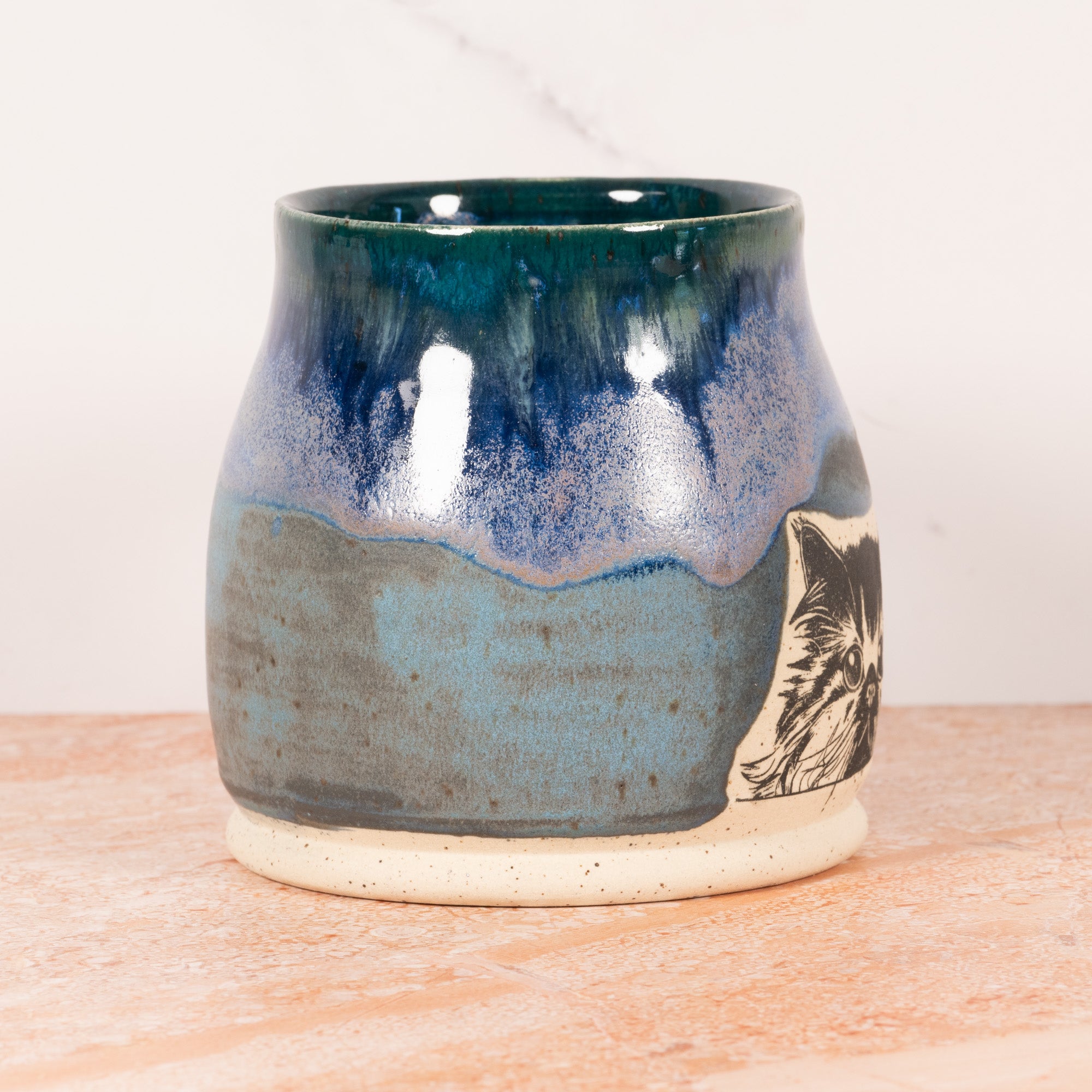 Handmade Ceramic Mug with Persian Cat