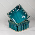 Handmade Ceramic Berry Basket Teal