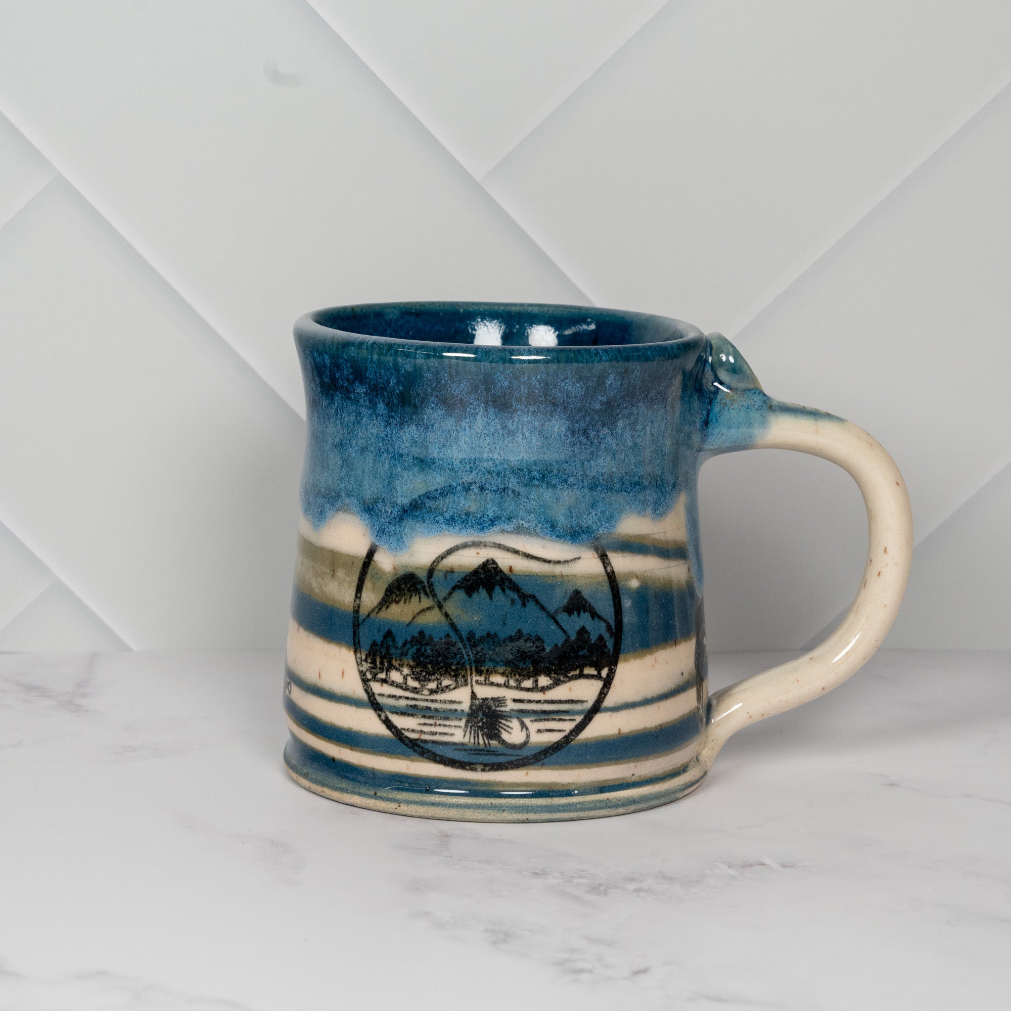 Planet Earth Mug with Fly Fish Trout