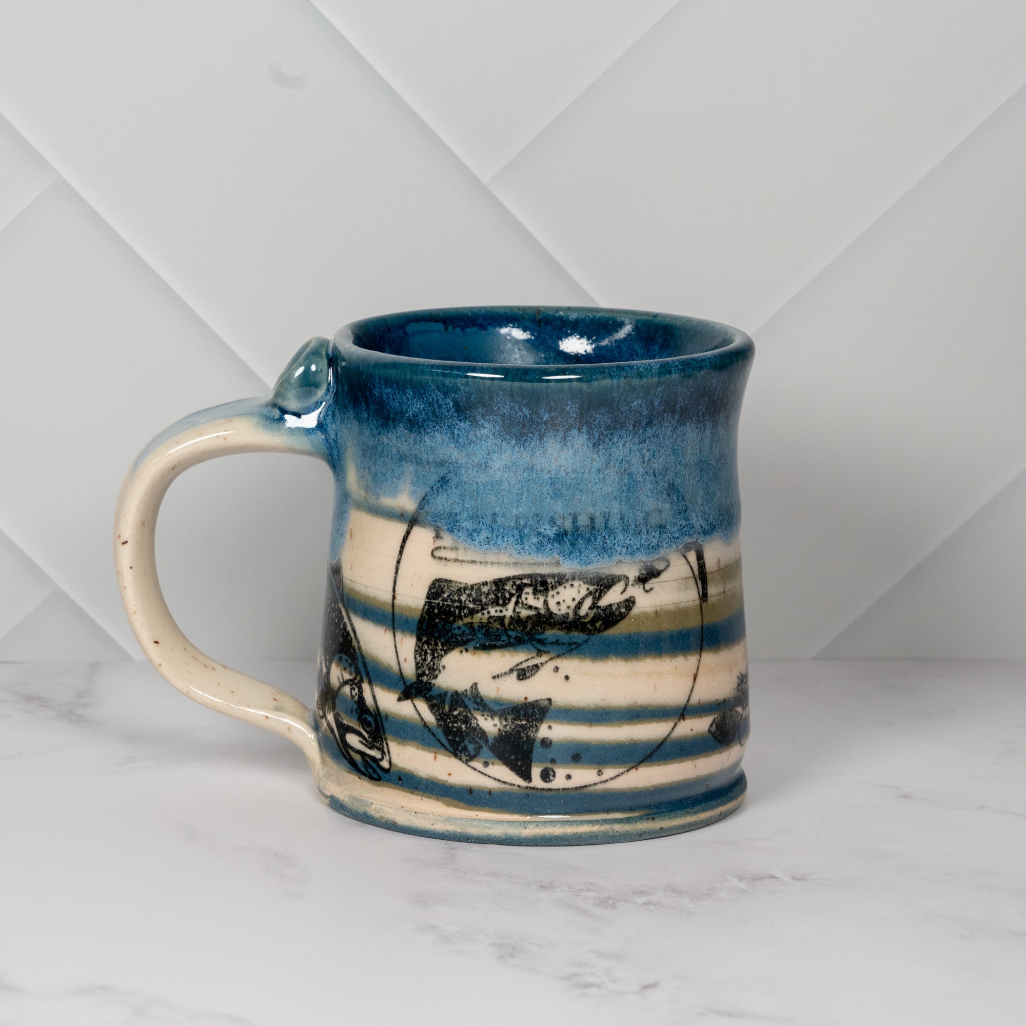 Planet Earth Mug with Fly Fish Trout