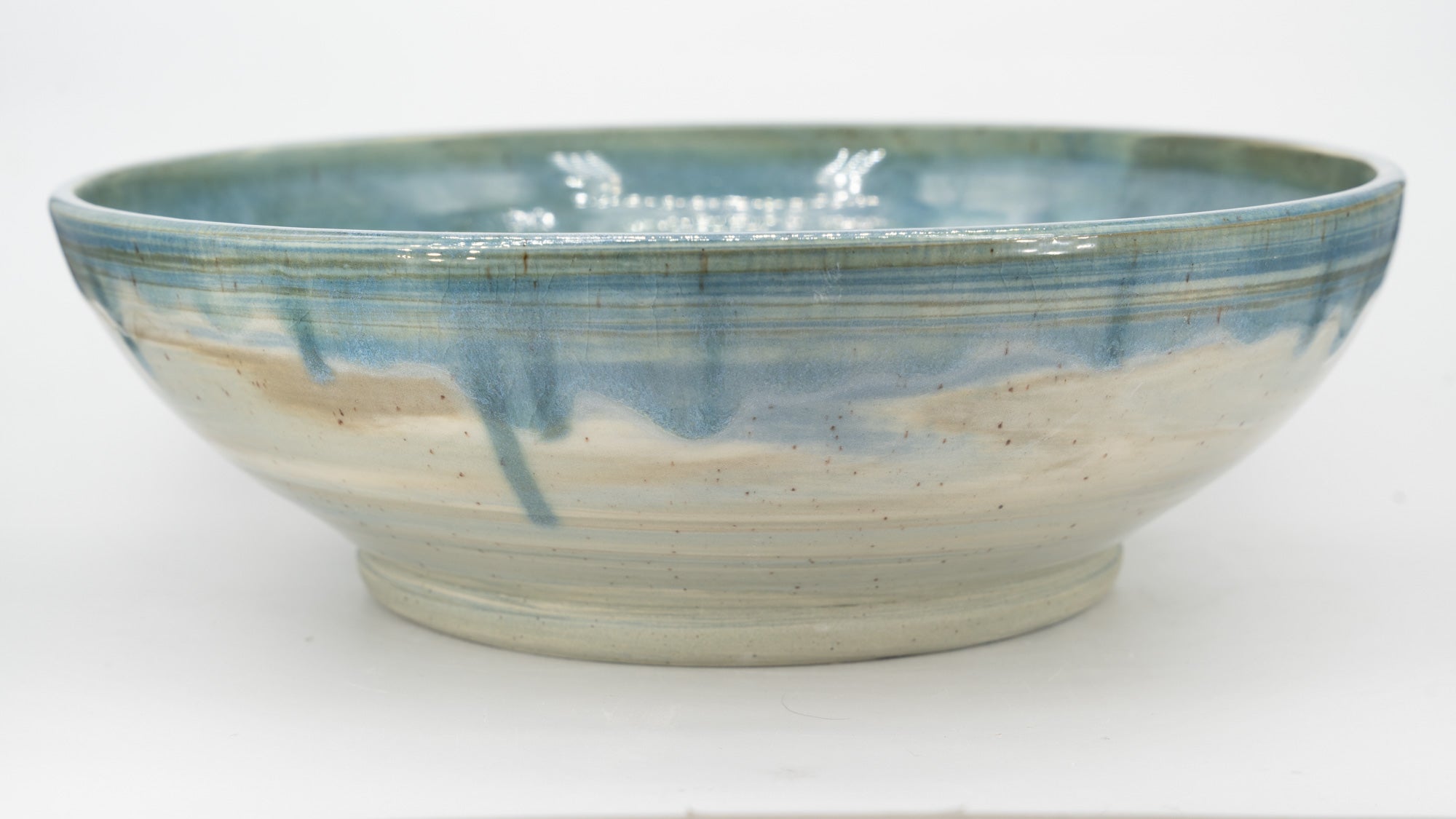 Large Marbled Clay Bowl with Fish Bowl