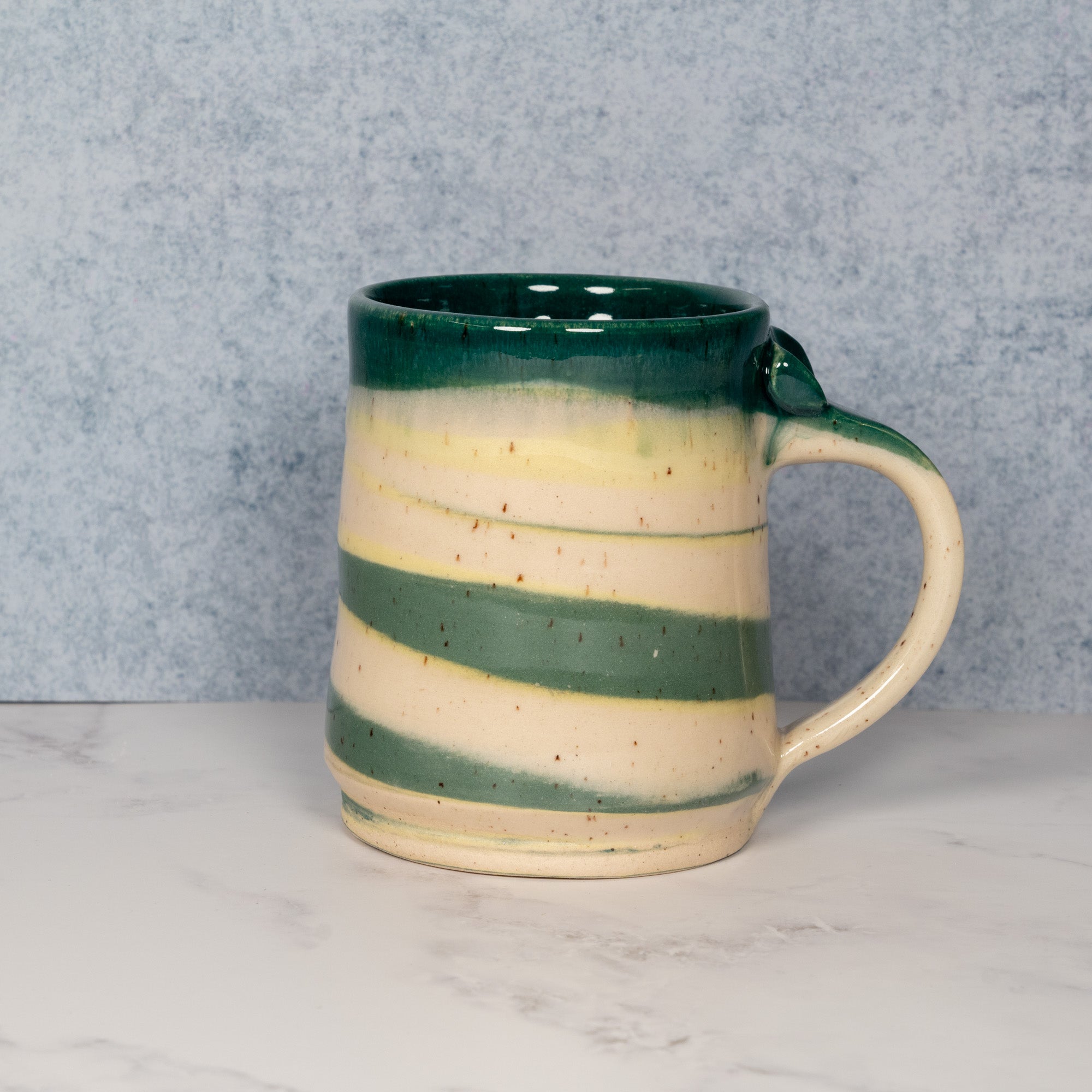 Handmade Marbled Teal/Yellow Ceramic Mug 02