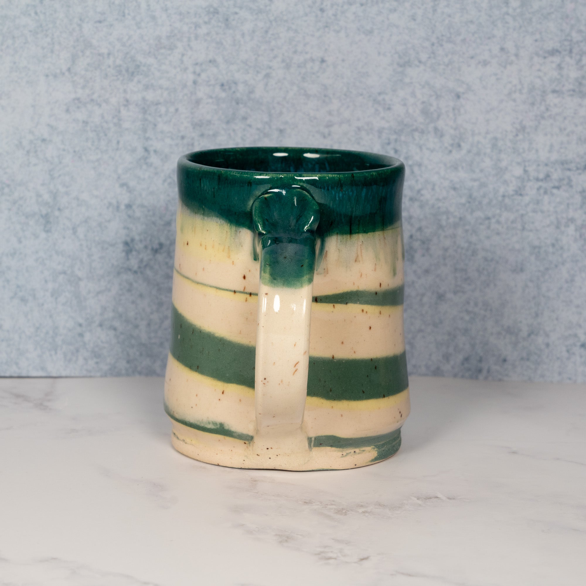 Handmade Marbled Teal/Yellow Ceramic Mug 02