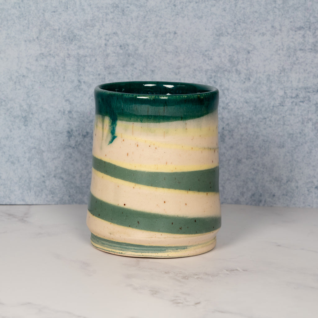 Handmade Marbled Teal/Yellow Ceramic Mug 02