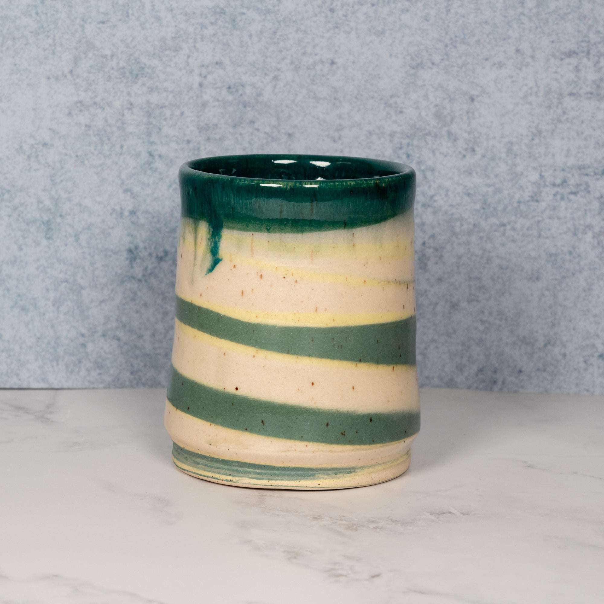Handmade Marbled Teal/Yellow Ceramic Mug 02
