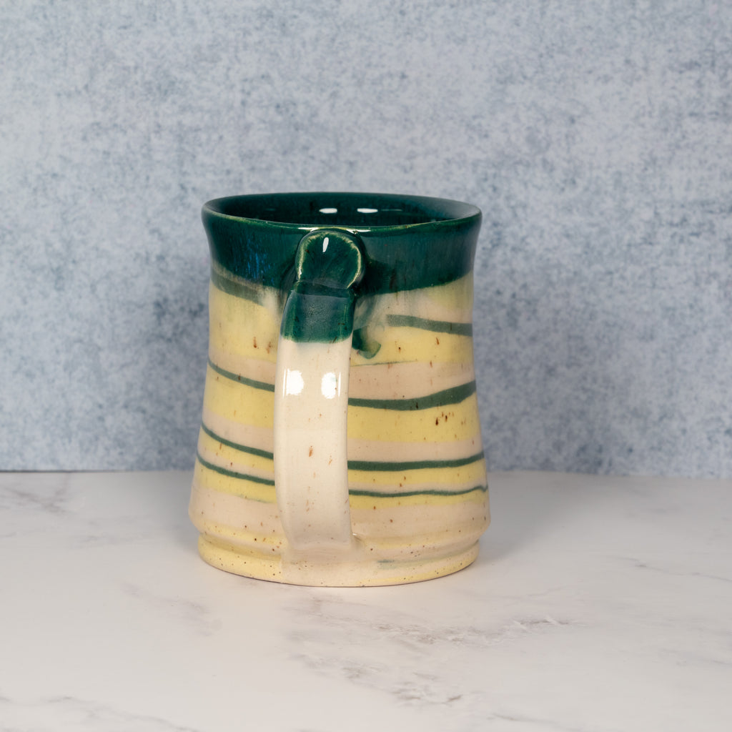 Handmade Marbled Teal/Yellow Ceramic Mug 03