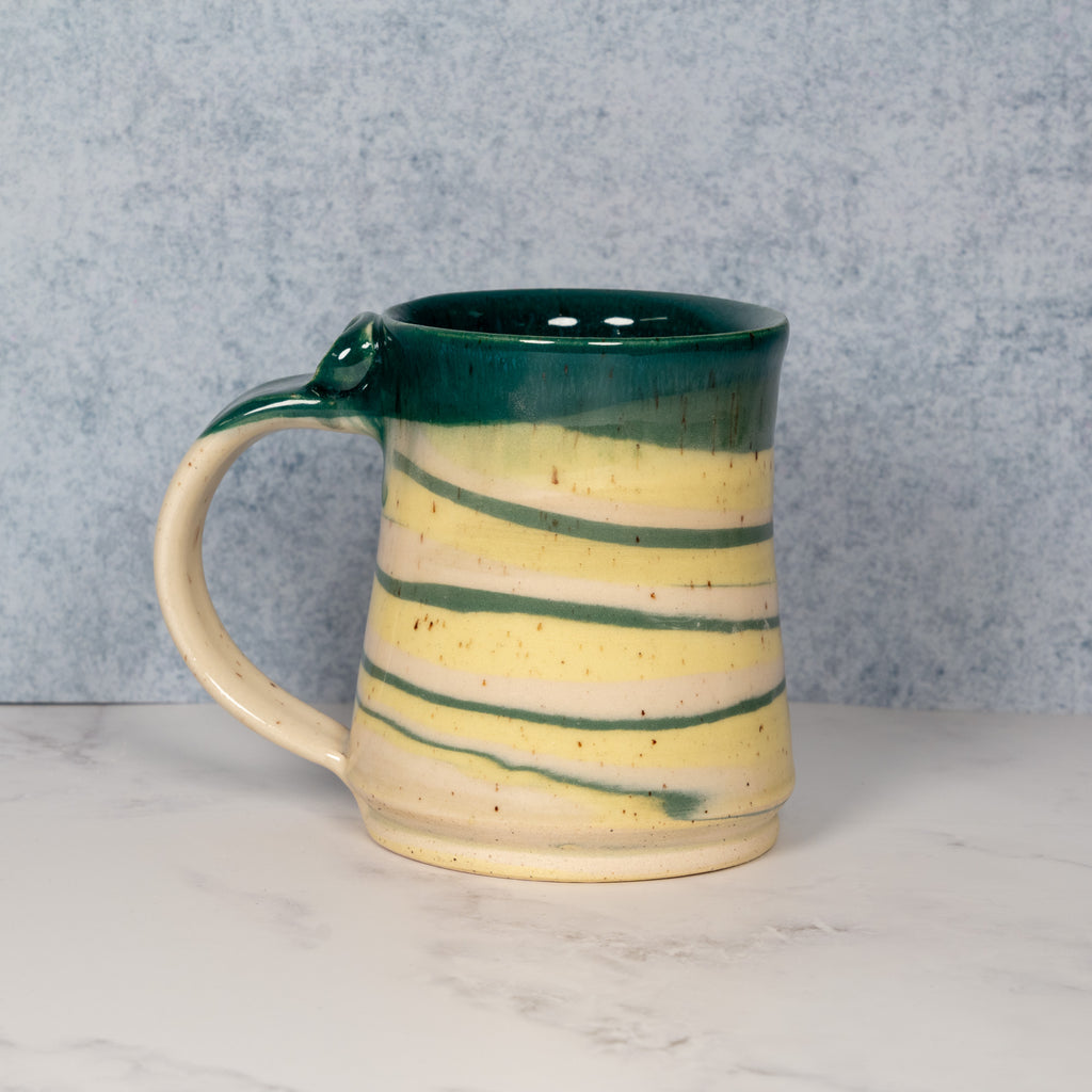 Handmade Marbled Teal/Yellow Ceramic Mug 03