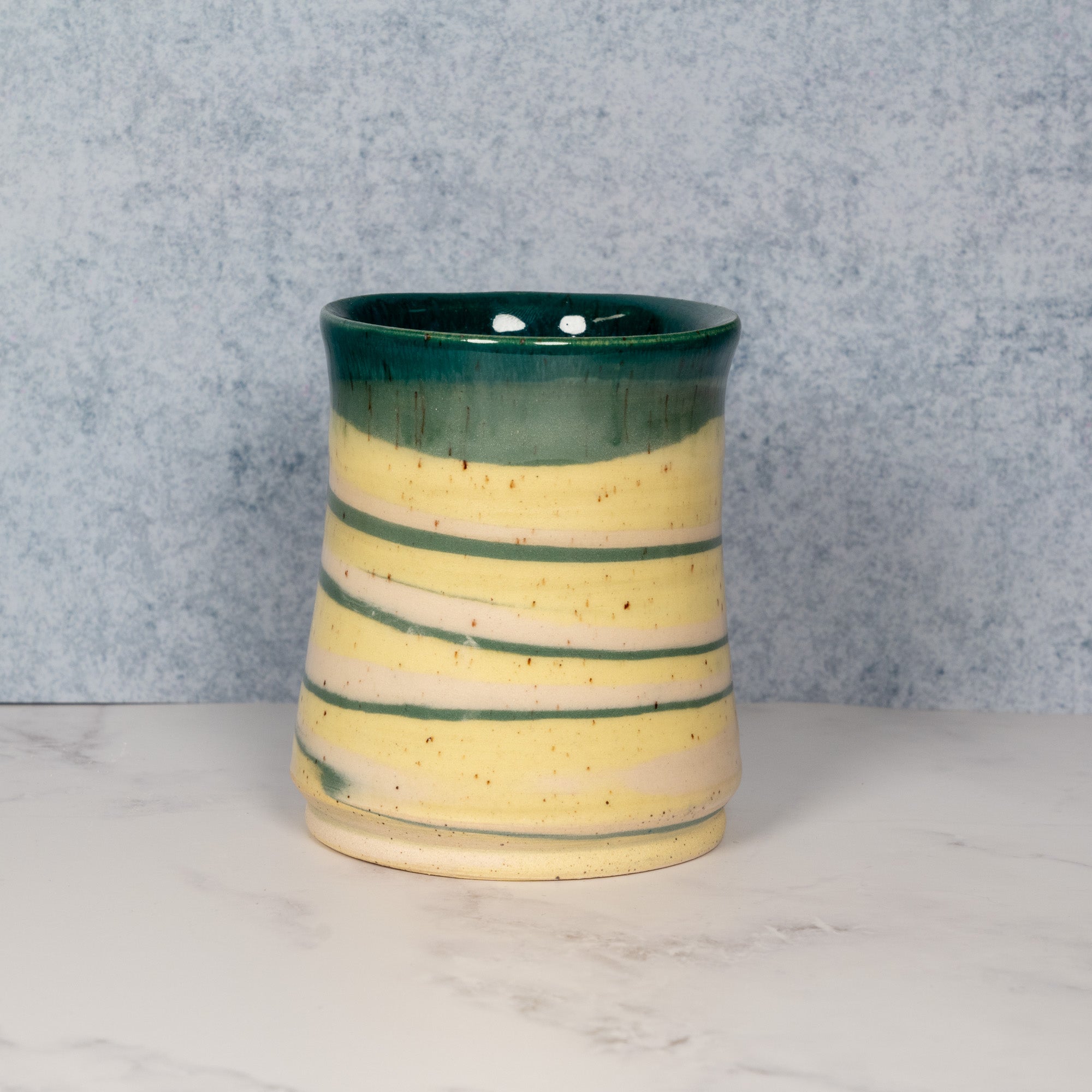 Handmade Marbled Teal/Yellow Ceramic Mug 03