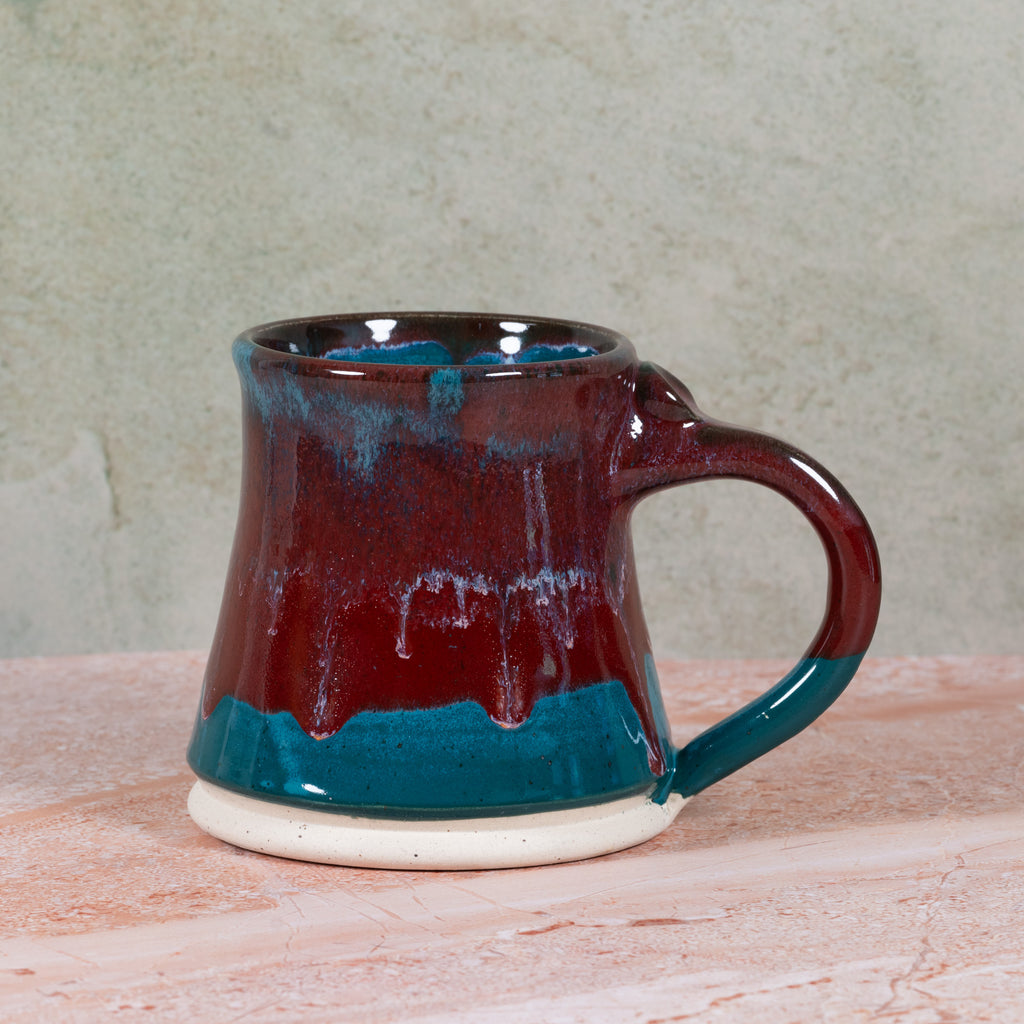 Handmade Ceramic Mug Teal/Red