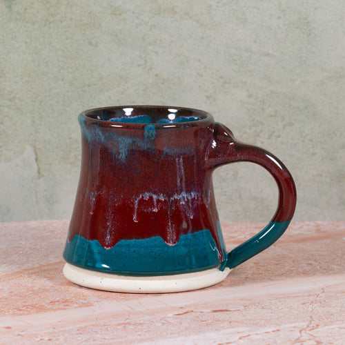 Handmade Ceramic Mug Teal/Red
