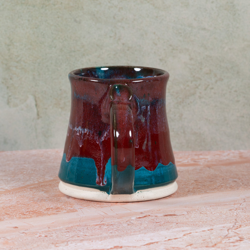 Handmade Ceramic Mug Teal/Red