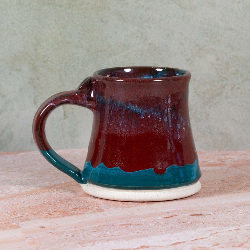 Handmade Ceramic Mug Teal/Red
