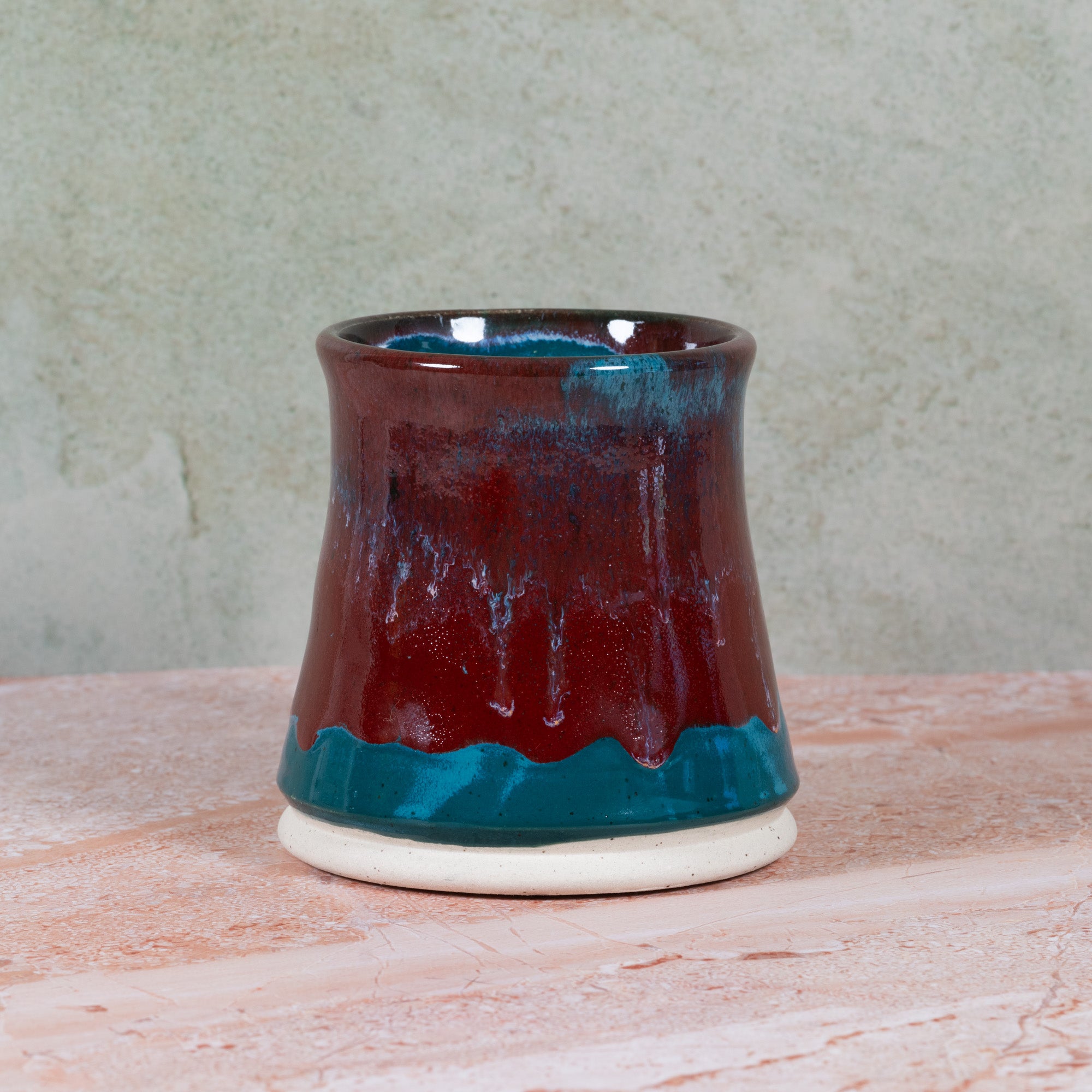 Handmade Ceramic Mug Teal/Red