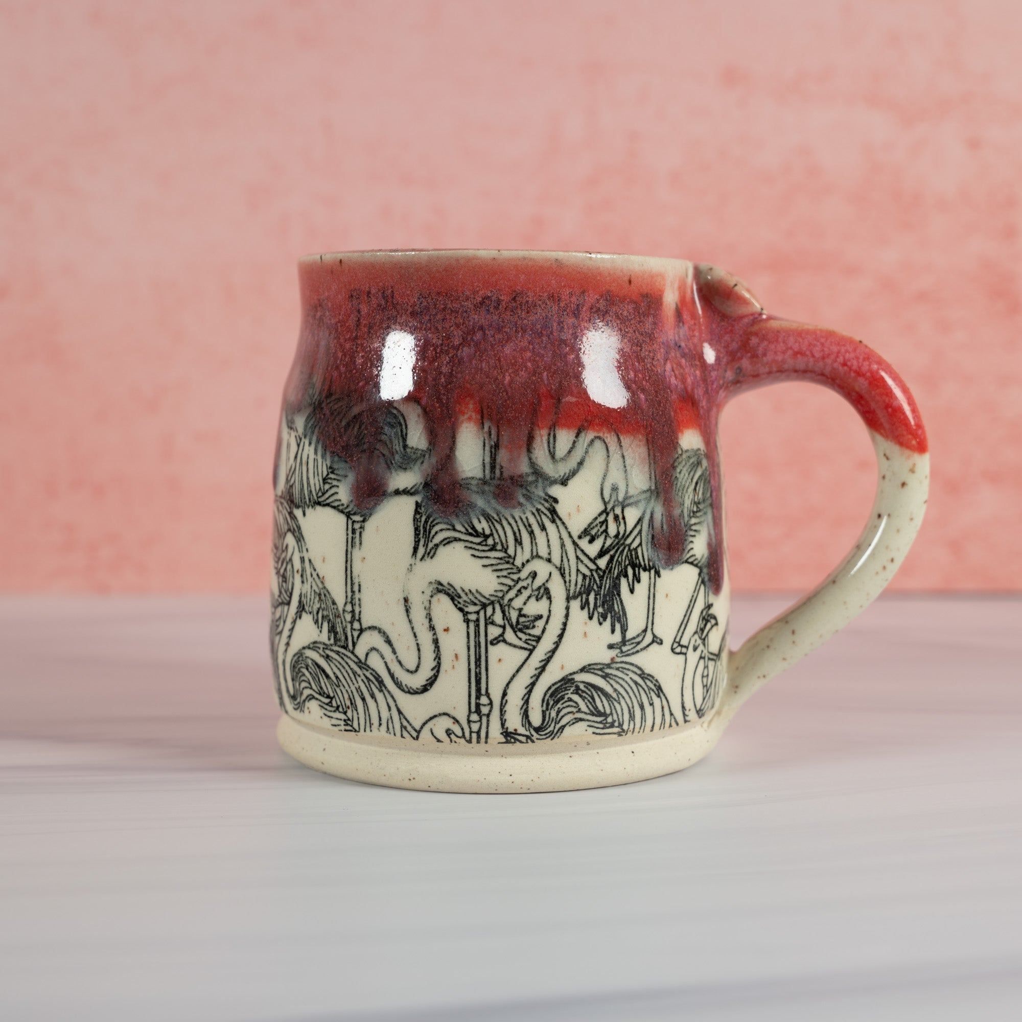 Handmade Pink Flamingo Mug