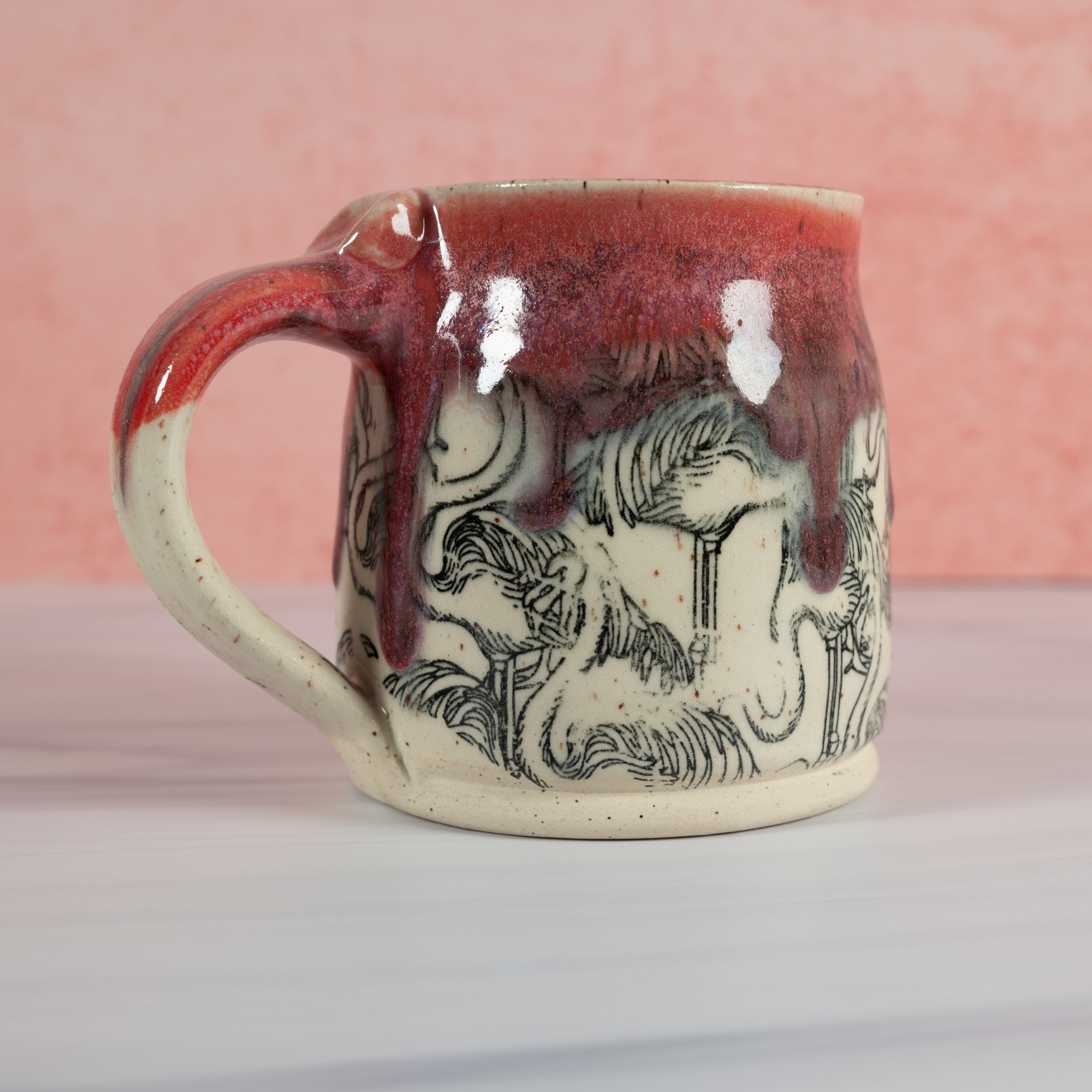 Handmade Pink Flamingo Mug