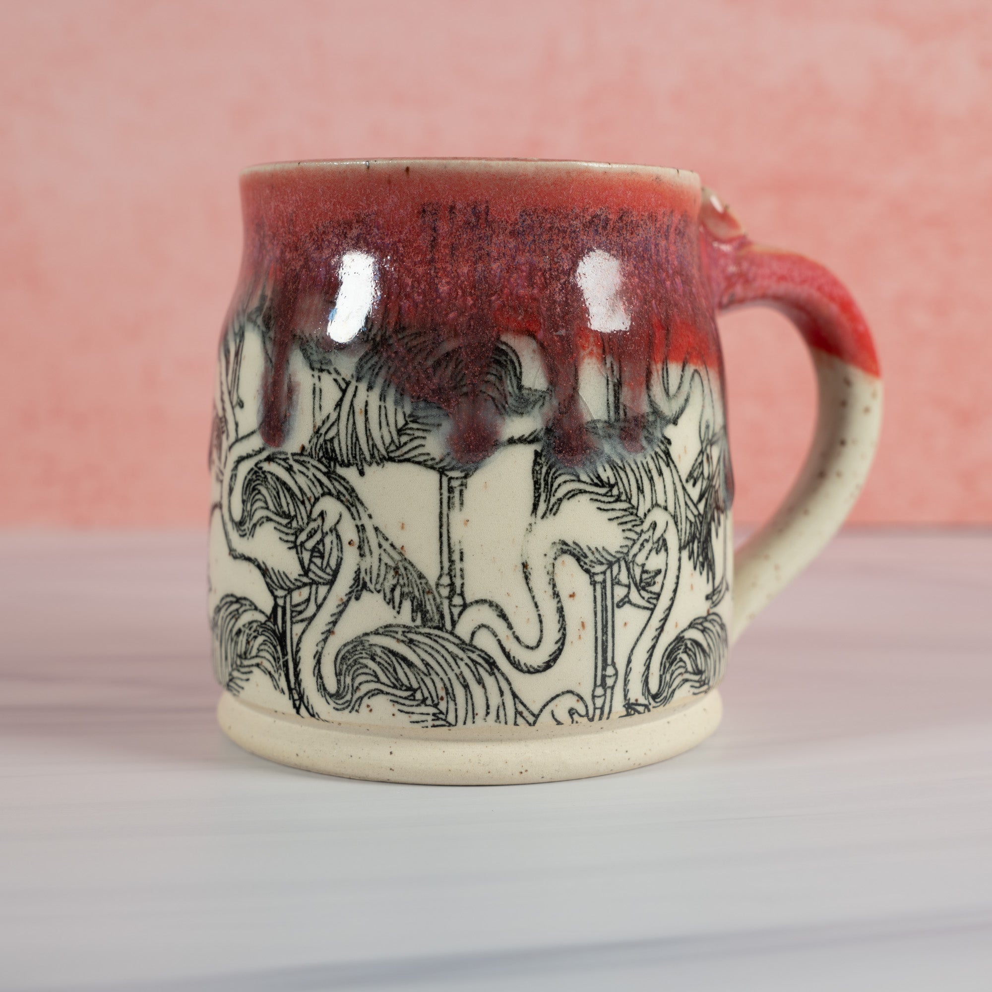 Handmade Pink Flamingo Mug