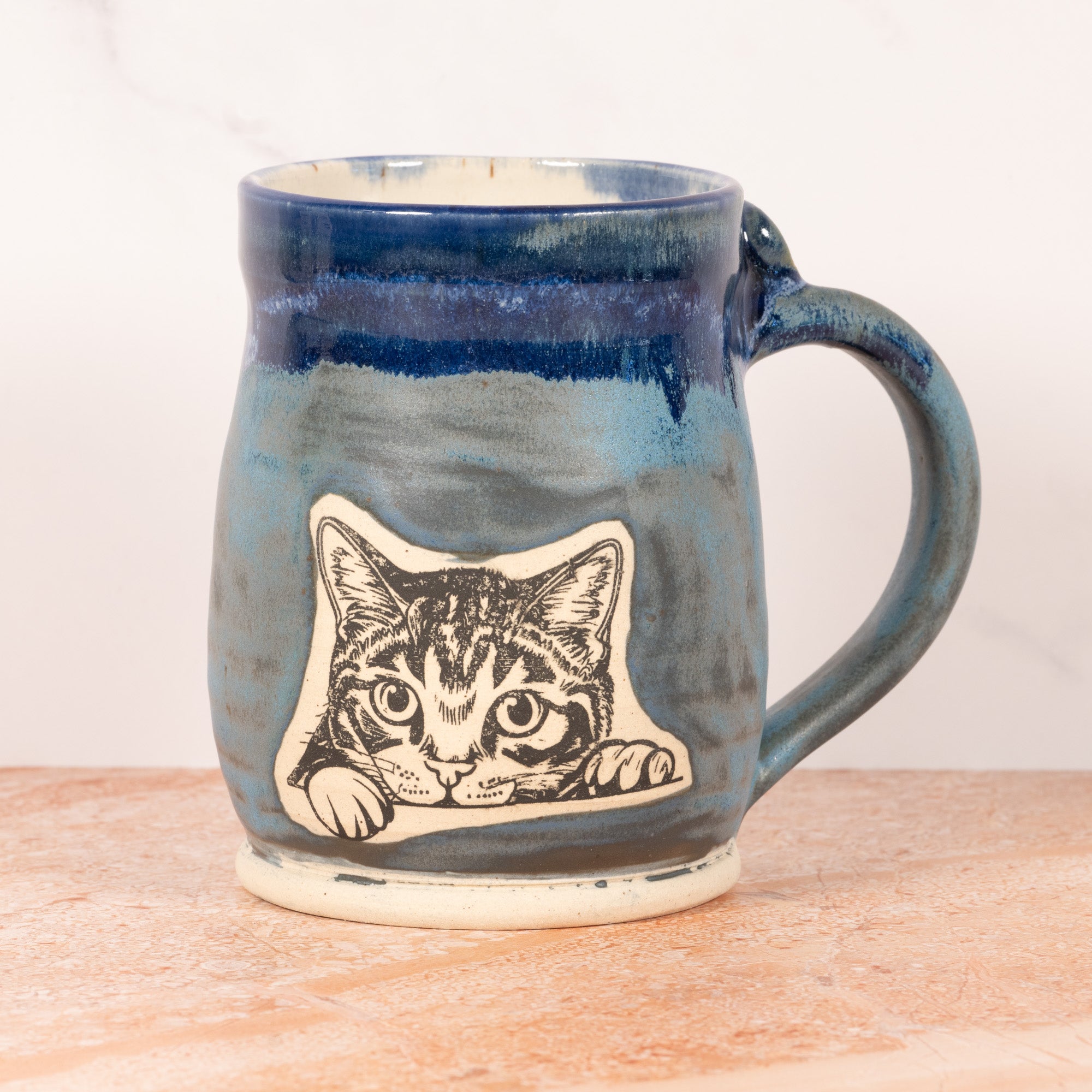Handmade Ceramic Mug with Tabby Cat