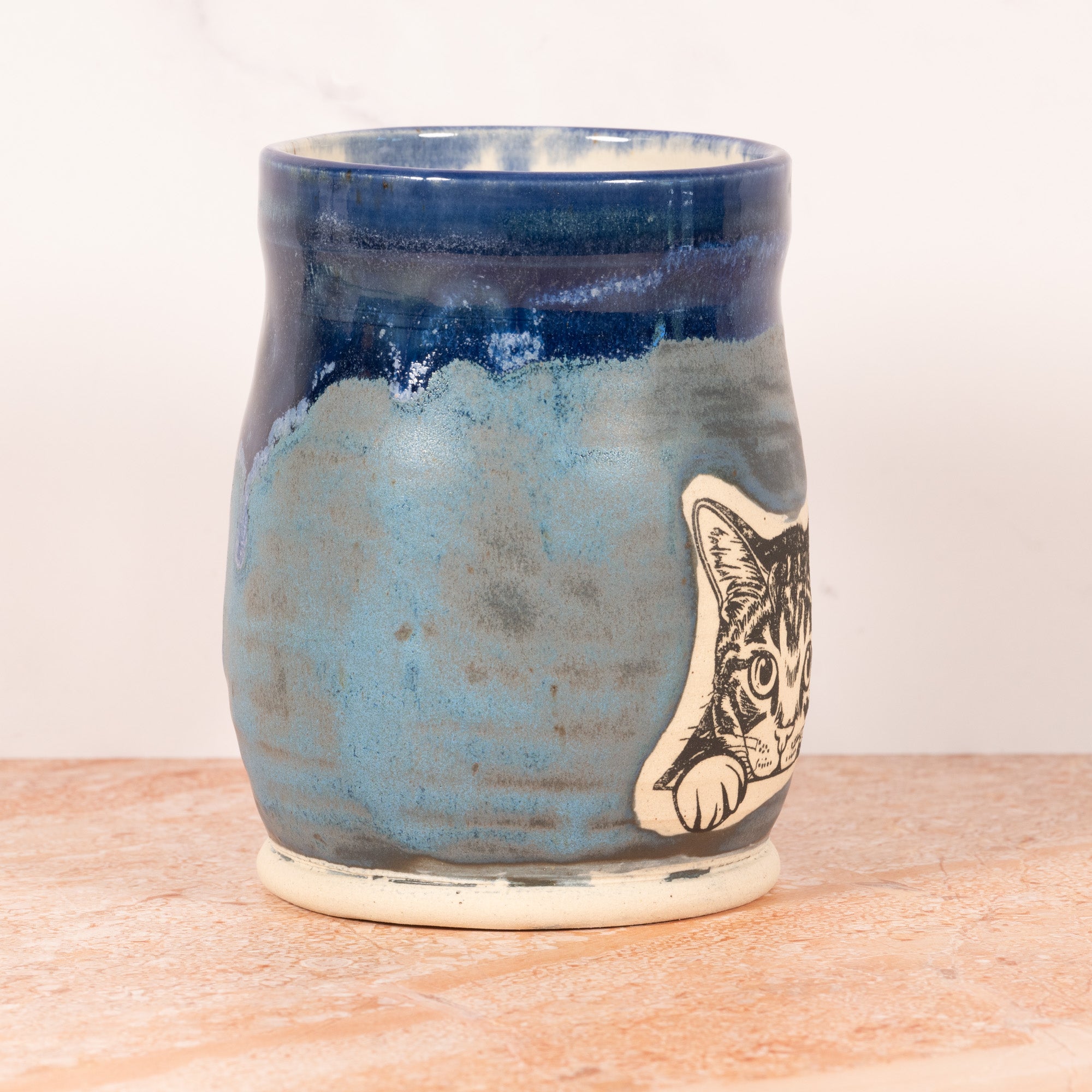 Handmade Ceramic Mug with Tabby Cat