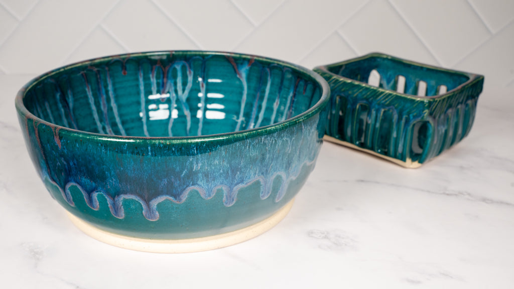Mermaid Teal Medium Size Fruit / Serving Bowl